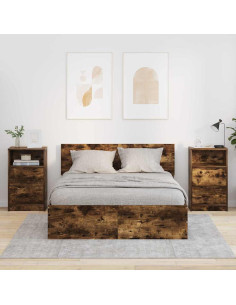 Comodini 2 pcs Rovere fumé 40 x 30 x 467 cm Legno multistrato