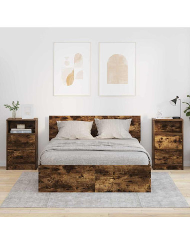 Comodini 2 pcs Rovere fumé 40 x 30 x 467 cm Legno multistrato