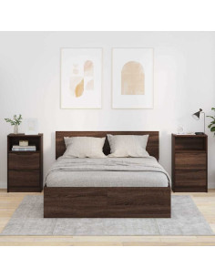 Comodini con cassetto 2 pcs Rovere Marrone 40 x 30 x 467 cm