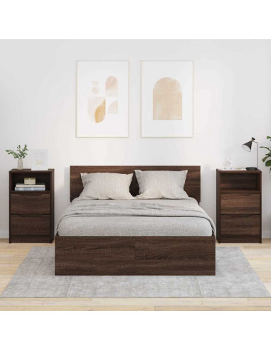Comodini con cassetto 2 pcs Rovere Marrone 40 x 30 x 467 cm