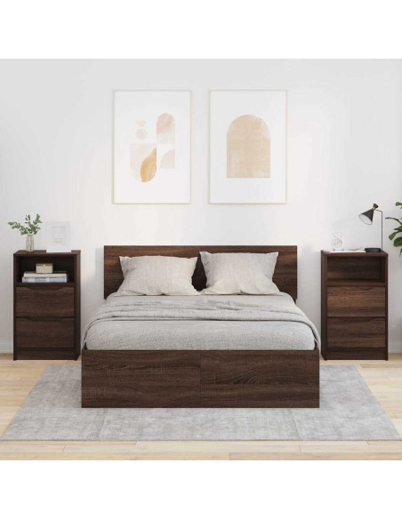 Comodini con cassetto 2 pcs Rovere Marrone 40 x 30 x 467 cm