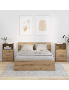 Comodini con cassetto 2 pcs Rovere artigianale 40 x 30 x 467 cm