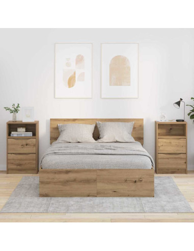 Comodini con cassetto 2 pcs Rovere artigianale 40 x 30 x 467 cm