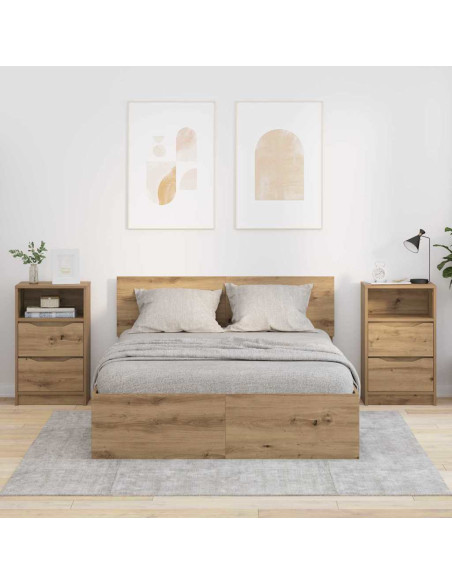 Comodini con cassetto 2 pcs Rovere artigianale 40 x 30 x 467 cm