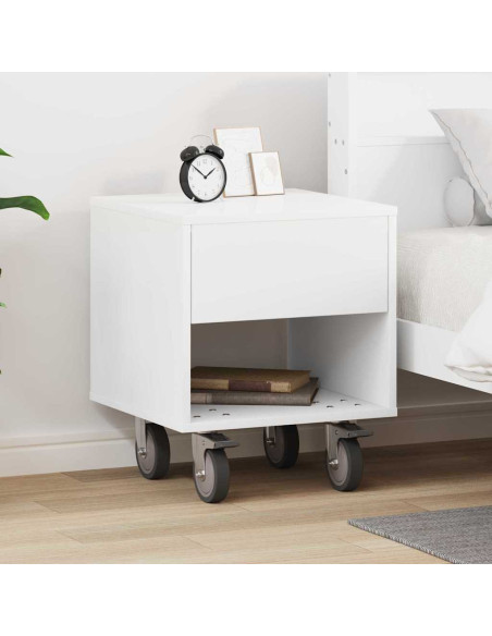 Comodino Bianco 40,5 x 40 x 48 cm Legno multistrato