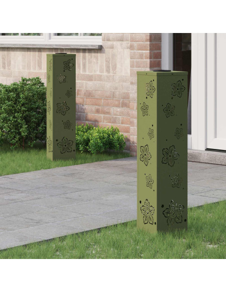 Faro LED solare per sentieri 2 pcs Verde oliva