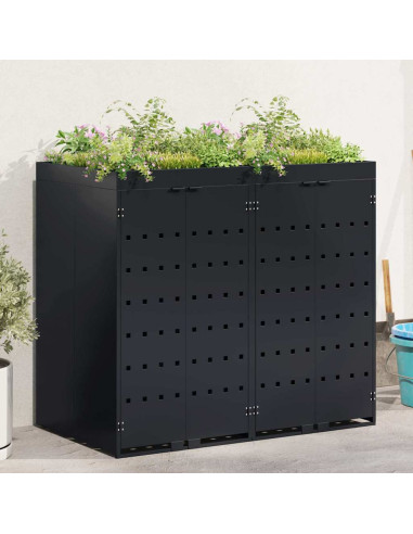 Contenitore per Rifiuti per 2 Bidoni Nero 136 x 77,5 x 121,5 cm