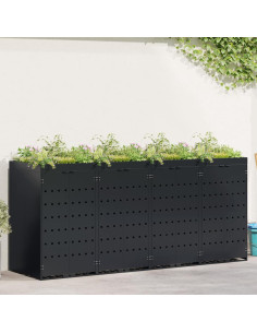 Contenitore per Rifiuti per 4 Bidoni Nero 272 x 77,5 x 121,5 cm