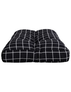Cuscino per Pallet Motivo a Quadri Nero 80x40x12 cm in Tessuto