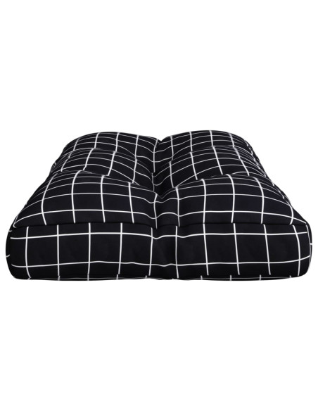 Cuscino per Pallet Motivo a Quadri Nero 80x40x12 cm in Tessuto