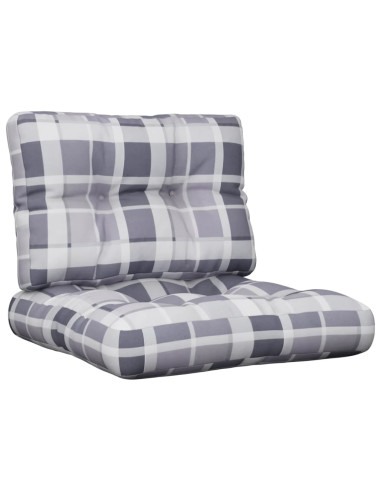 Cuscini per Pallet 2 pz Grigi a Quadri in Tessuto
