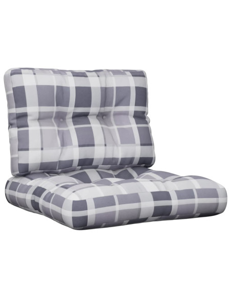 Cuscini per Pallet 2 pz Grigi a Quadri in Tessuto