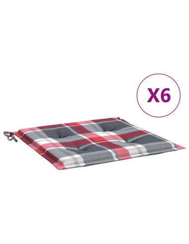 Cuscini per Sedia 6 pz a Quadri Rossi 40x40x4cm Tessuto Oxford