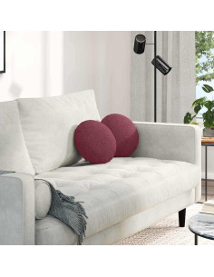 Cuscini per Seduta 2 pcs Rosso Vino Ø30 x 13 cm Tessuto