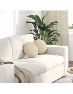 Cuscini per Seduta 2 pcs Crema Ø30 x 13 cm Tessuto
