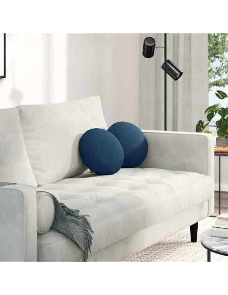 Cuscini per Seduta 2 pcs Blu Ø30 x 13 cm Tessuto