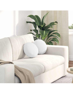 Cuscini per Seduta 2 pcs Bianco Ø30 x 13 cm Tessuto