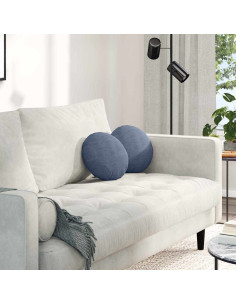 Cuscini per Seduta 2 pcs Blu Ø 30 cm Tessuto in Cords