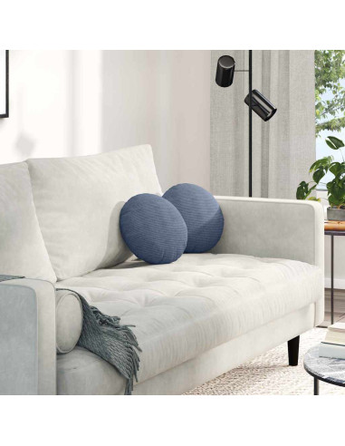 Cuscini per Seduta 2 pcs Blu Ø 30 cm Tessuto in Cords
