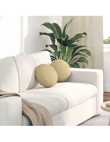 Cuscini per Seduta 2 pcs Grigio Verde Ø 30 cm Tessuto in Cords