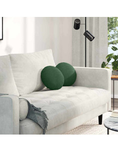 Cuscini per Seduta 2 pcs Verde Scuro Ø 30 cm Tessuto in Cords