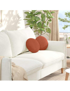 Cuscini per Seduta 2 pcs Rosso Arancio Ø 30 cm Tessuto in Cords