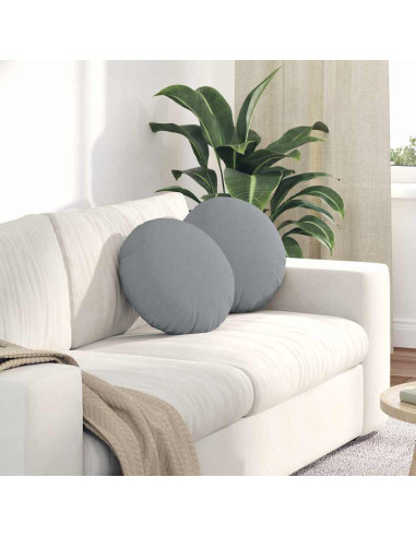 Cuscini per Seduta 2 pcs Grigio chiaro Ø40 x 13 cm Tessuto