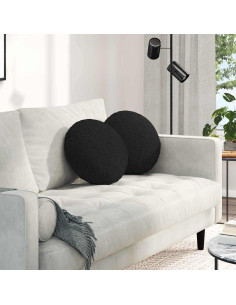 Cuscini per Seduta 2 pcs Nero Ø40 x 13 cm Tessuto