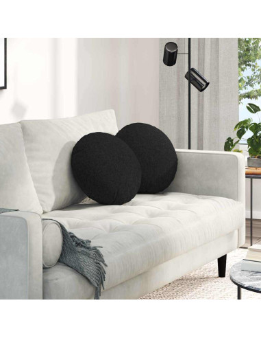 Cuscini per Seduta 2 pcs Nero Ø40 x 13 cm Tessuto