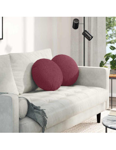 Cuscini per Seduta 2 pcs Rosso Vino Ø40 x 13 cm Tessuto