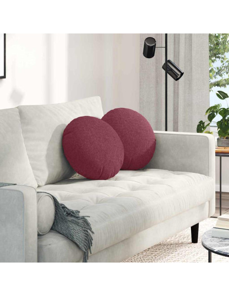 Cuscini per Seduta 2 pcs Rosso Vino Ø40 x 13 cm Tessuto