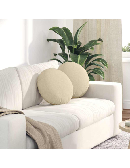 Cuscini per Seduta 2 pcs Crema Ø40 x 13 cm Tessuto