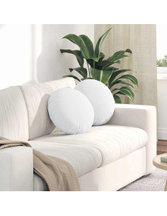 Cuscini per Seduta 2 pcs Bianco Ø40 x 13 cm Tessuto