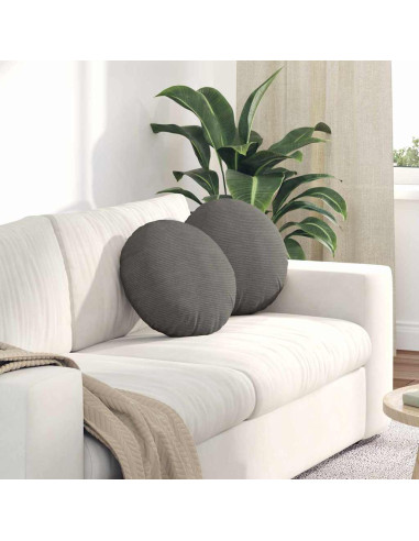 Cuscini per Seduta 2 pcs Grigio chiaro Ø 40 cm Tessuto in Cords
