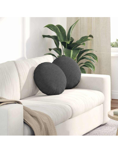 Cuscini per Seduta 2 pcs Grigio scuro Ø 40 cm Tessuto in Cords