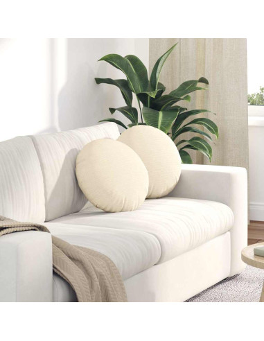 Cuscini per Seduta 2 pcs Crema Ø 40 cm Tessuto in Cords