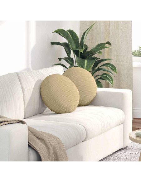 Cuscini per Seduta 2 pcs Grigio Verde Ø 40 cm Tessuto in Cords