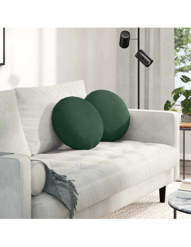 Cuscini per Seduta 2 pcs Verde Scuro Ø 40 cm Tessuto in Cords