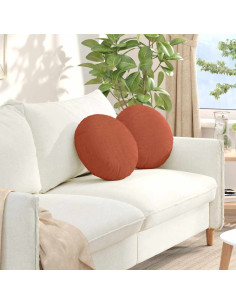 Cuscini per Seduta 2 pcs Rosso Arancio Ø 40 cm Tessuto in Cords