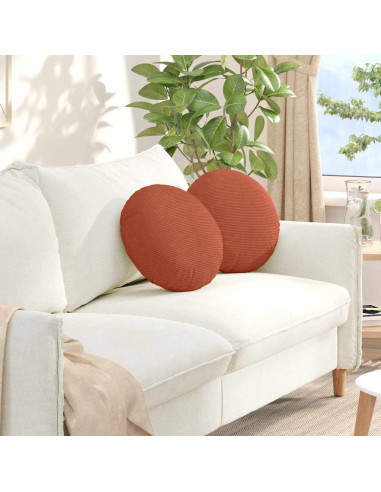 Cuscini per Seduta 2 pcs Rosso Arancio Ø 40 cm Tessuto in Cords