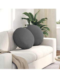Cuscini per Seduta 2 pcs Grigio scuro Ø50 x 19 cm Tessuto