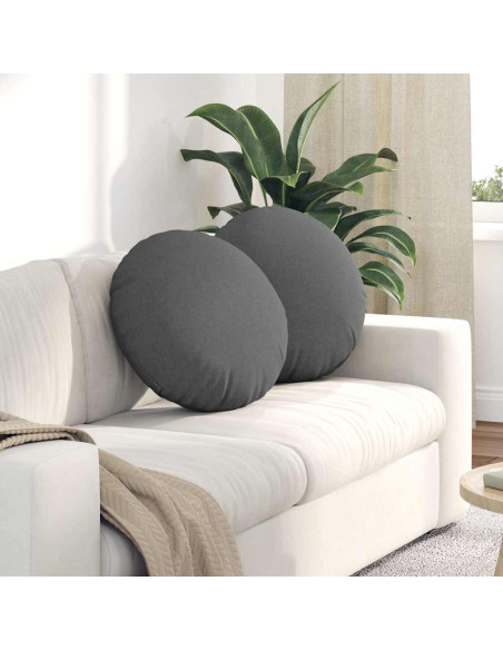 Cuscini per Seduta 2 pcs Grigio scuro Ø50 x 19 cm Tessuto