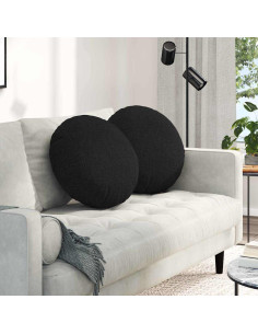 Cuscini per Seduta 2 pcs Nero Ø50 x 19 cm Tessuto