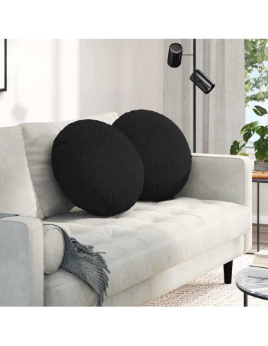 Cuscini per Seduta 2 pcs Nero Ø50 x 19 cm Tessuto