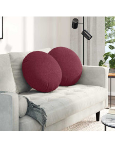 Cuscini per Seduta 2 pcs Rosso Vino Ø50 x 19 cm Tessuto