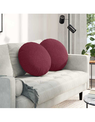 Cuscini per Seduta 2 pcs Rosso Vino Ø50 x 19 cm Tessuto