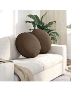 Cuscini per Seduta 2 pcs Marrone Ø50 x 19 cm Tessuto