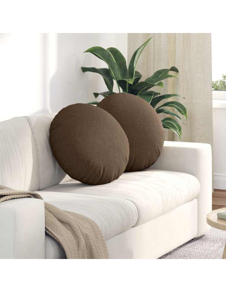 Cuscini per Seduta 2 pcs Marrone Ø50 x 19 cm Tessuto
