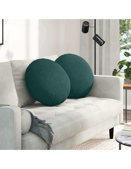 Cuscini per Seduta 2 pcs Verde Scuro Ø50 x 19 cm Tessuto