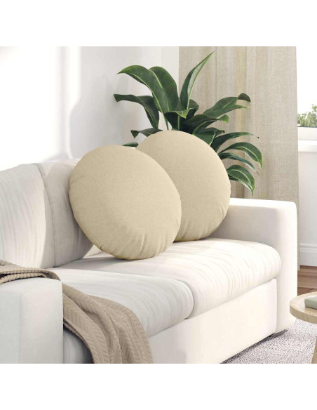 Cuscini per Seduta 2 pcs Crema Ø50 x 19 cm Tessuto
